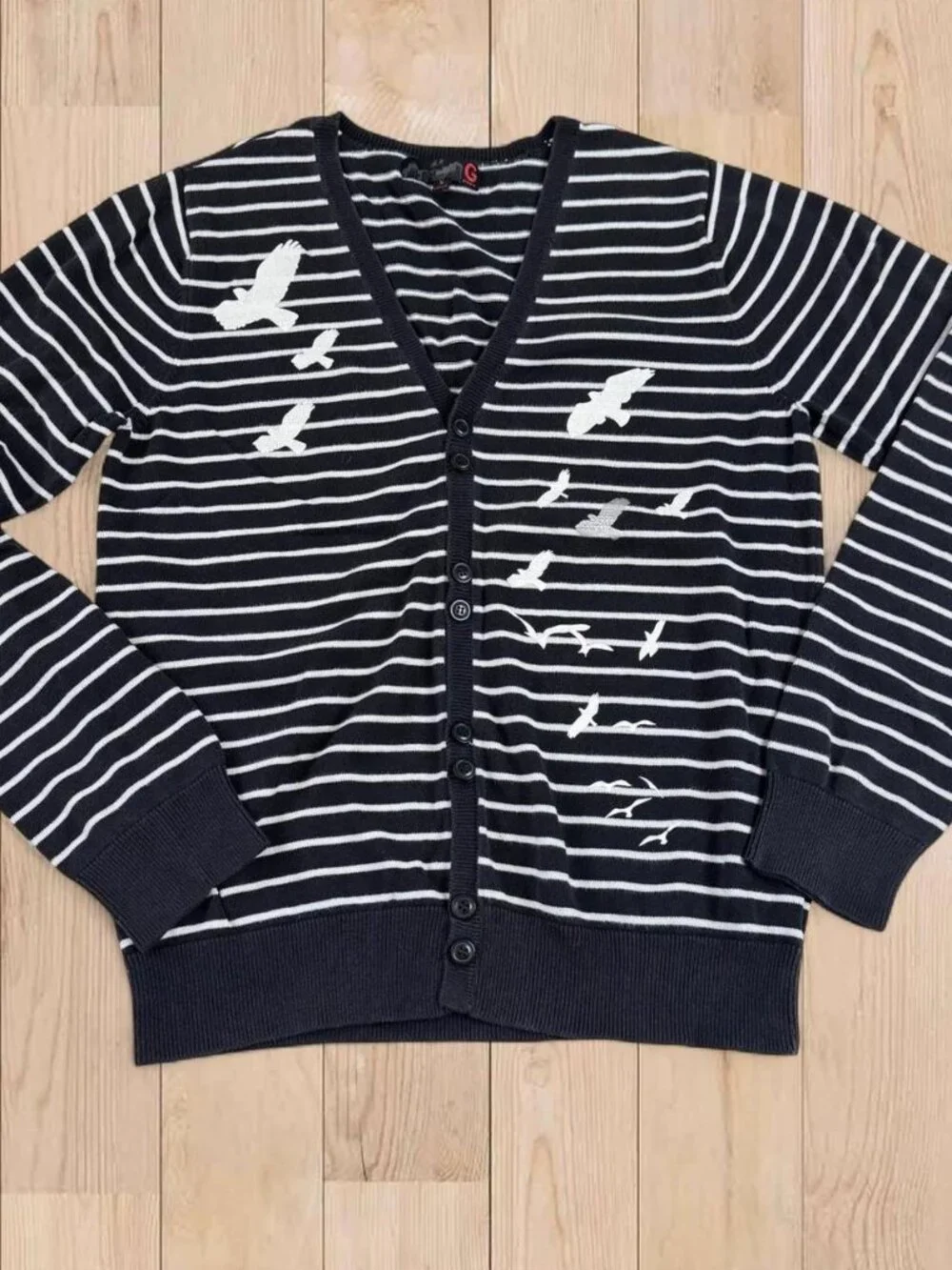 Vintage Y2K G by Guess brand black & white striped cardigan